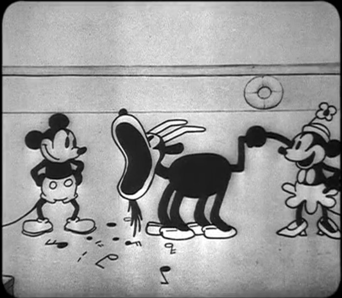 1928年，米老鼠第一次出镜的动画片《汽船威利号》