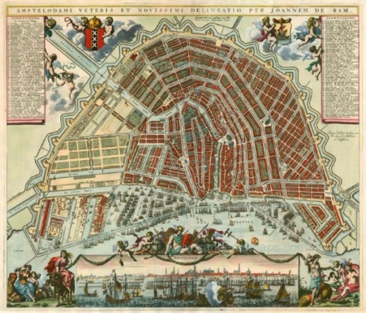 ▲ 阿姆斯特丹老地图，图片来源：Frederik de Wit, 1671