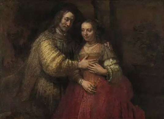▲ 《犹太新娘》1665年 油画， 图/荷兰国博官网“全景伦勃朗”介绍页面