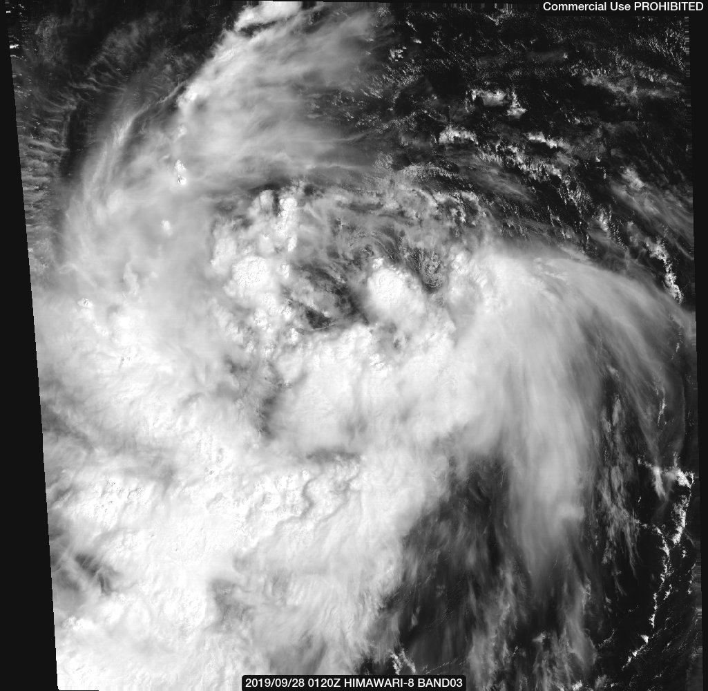 台风米娜生成前后可见光云图，中气爱根据H8云图制作