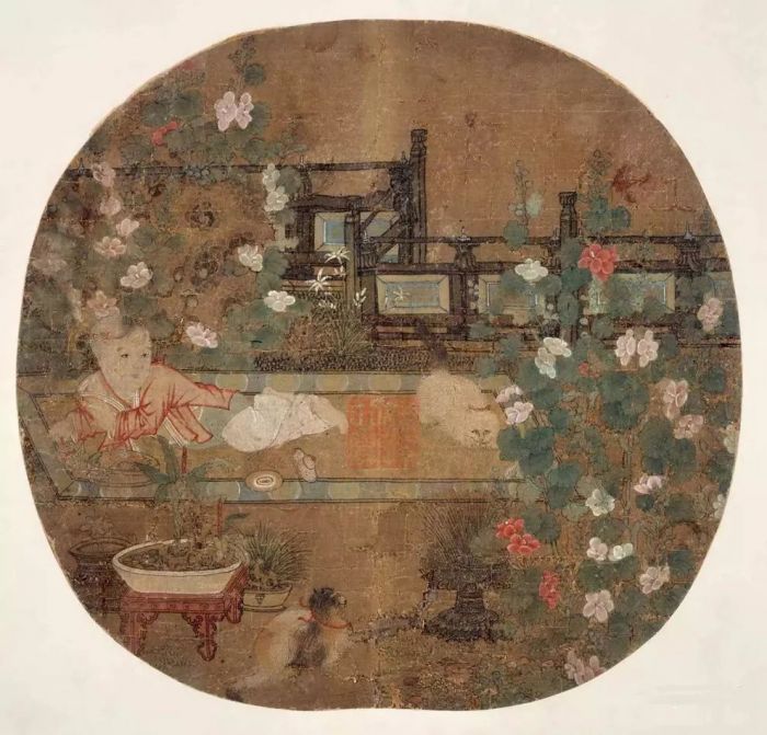 《狸奴婴戏图》，南宋佚名作，现藏美国波士顿美术馆藏