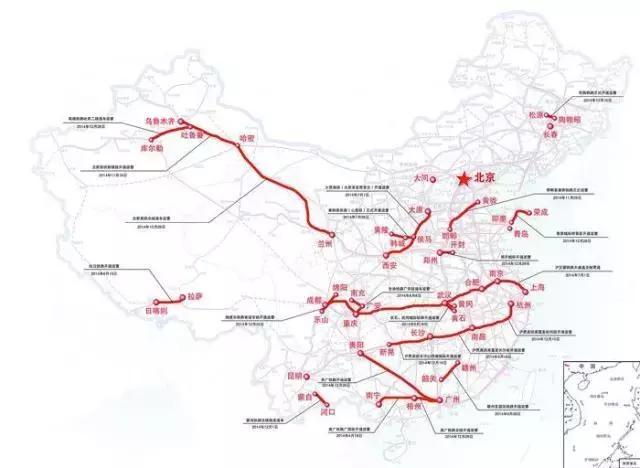 2014年中国铁路新线示意图。刘坤弟 制图