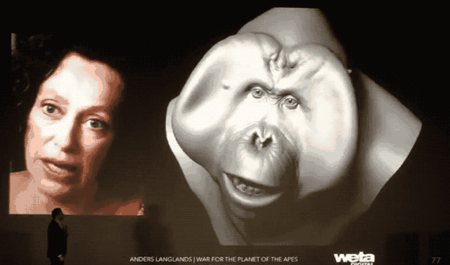 Weta公司演示的《决战猩球》中的面部表情捕捉技术应用
