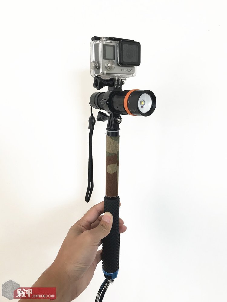 SP自拍杆+Fenix SD11 + Gopro 运动相机的水下摄录补光方案。