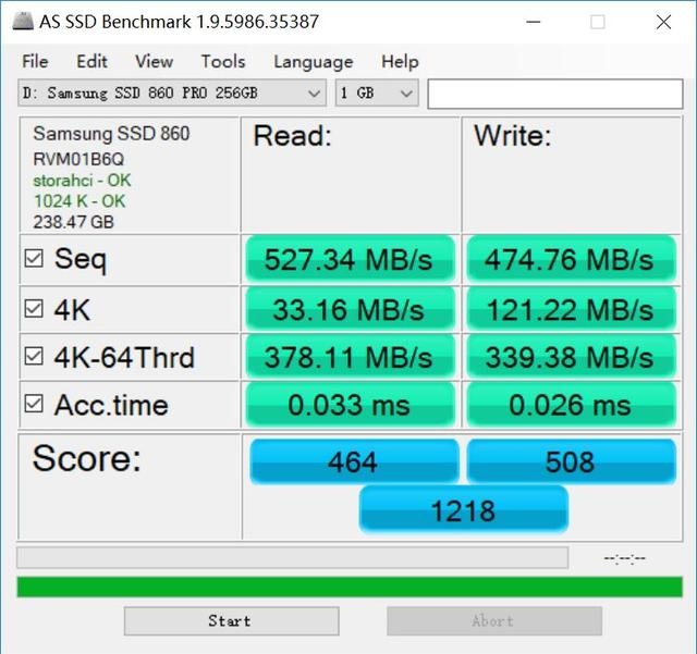 ▲AS SSD Benchmark测试成绩