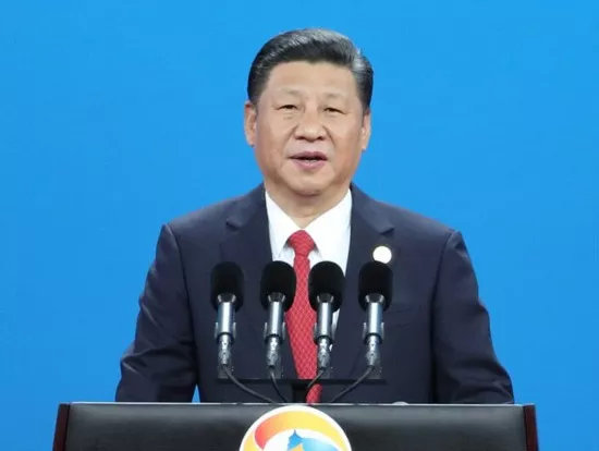 中国国家主席习近平在首届“一带一路”国际合作高峰论坛上发表演讲（图自：新华社）