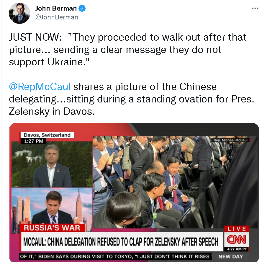 CNN承认：“中国代表团没为泽连斯基鼓掌”报道失实